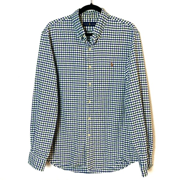 Ralph Lauren Blue Label Other - Ralph Lauren Plaid Button Down Shirt Mens Large Blue Green White Checkered Pony